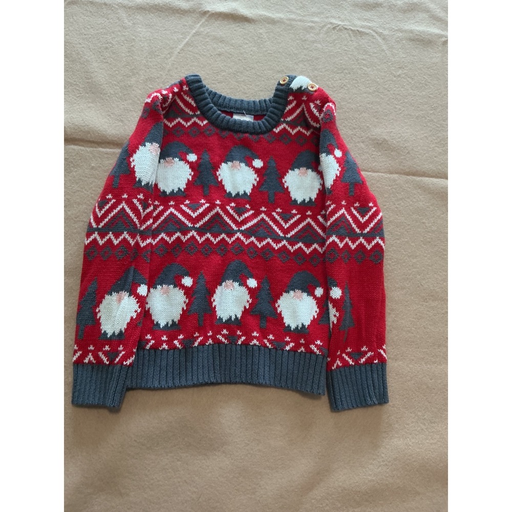 Holiday Time Boys Red Gnome Fair Isle Knit Sweater Size 4T Christmas Santa